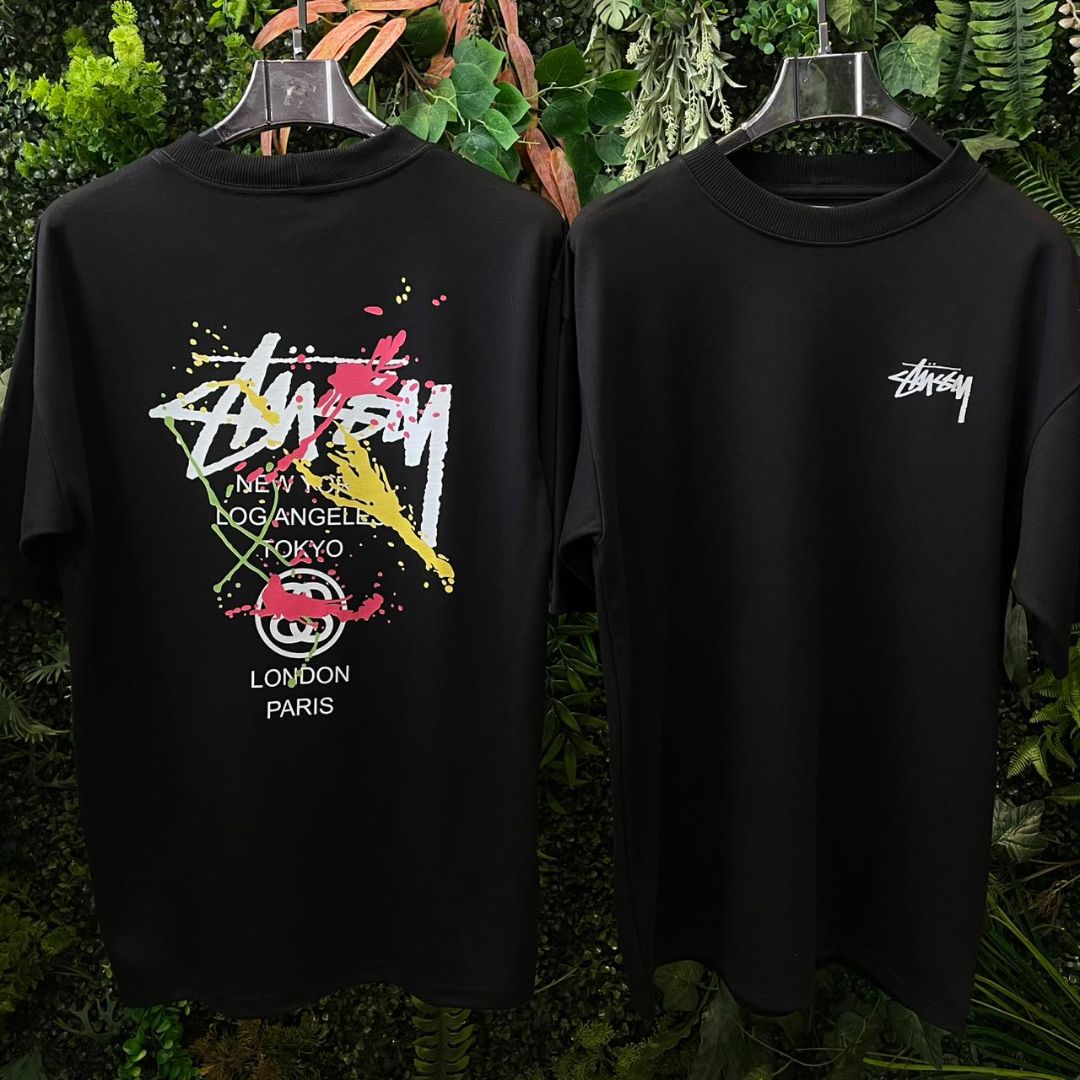 CAMISETA OVERSIZED STUSSY 672 PRETA